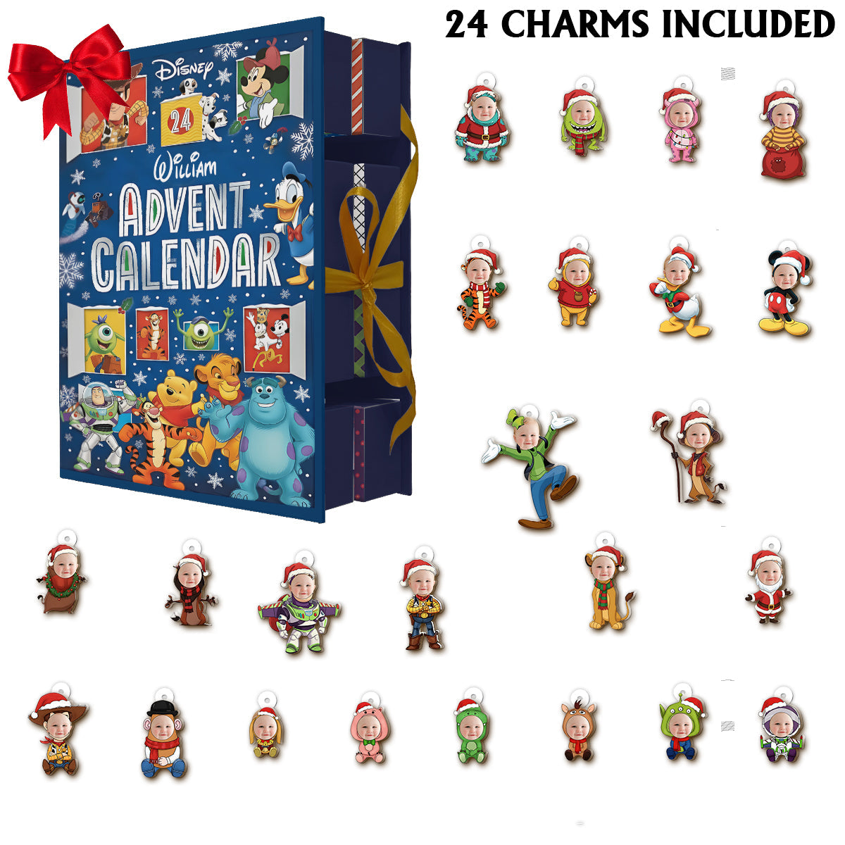 Personalized Folded Advent Calendar with Ornaments for Christmas