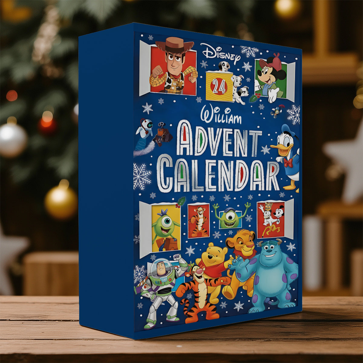 Personalized Folded Advent Calendar with Ornaments for Christmas