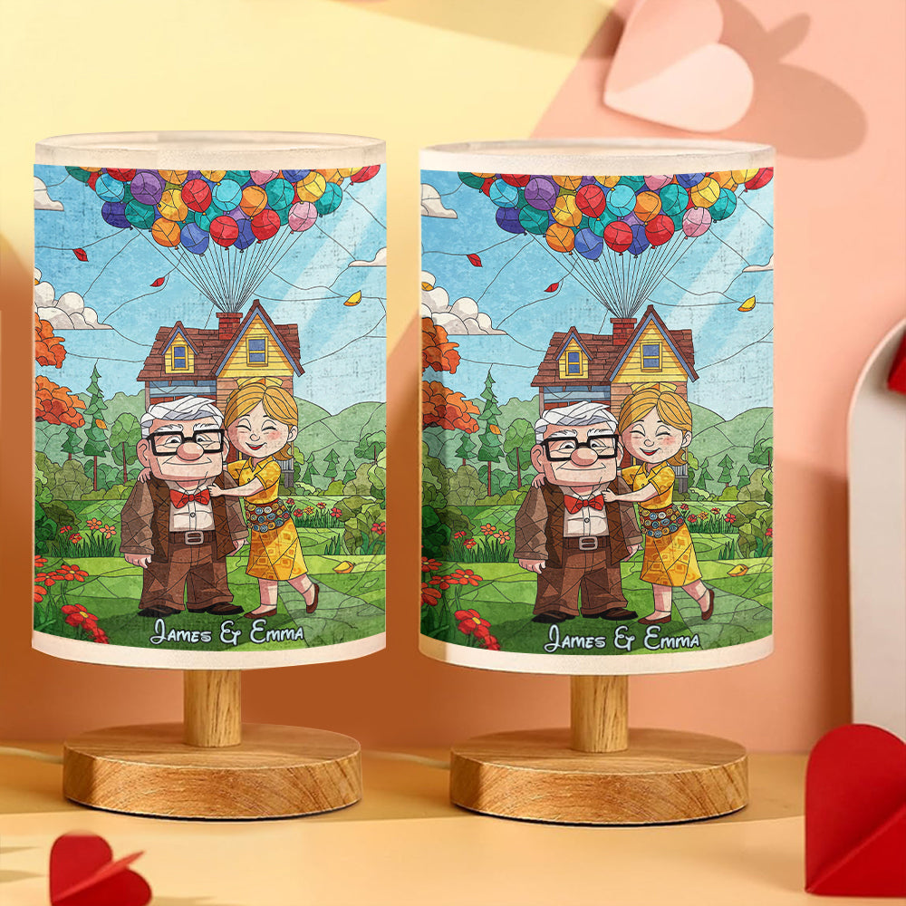 Personalized Mouse Table Lamp with Wood Base for Couples Gift