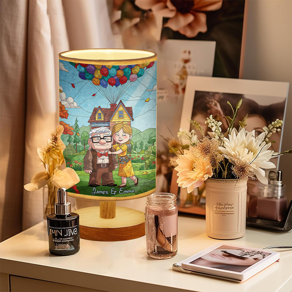 Personalized Mouse Table Lamp with Wood Base for Couples Gift