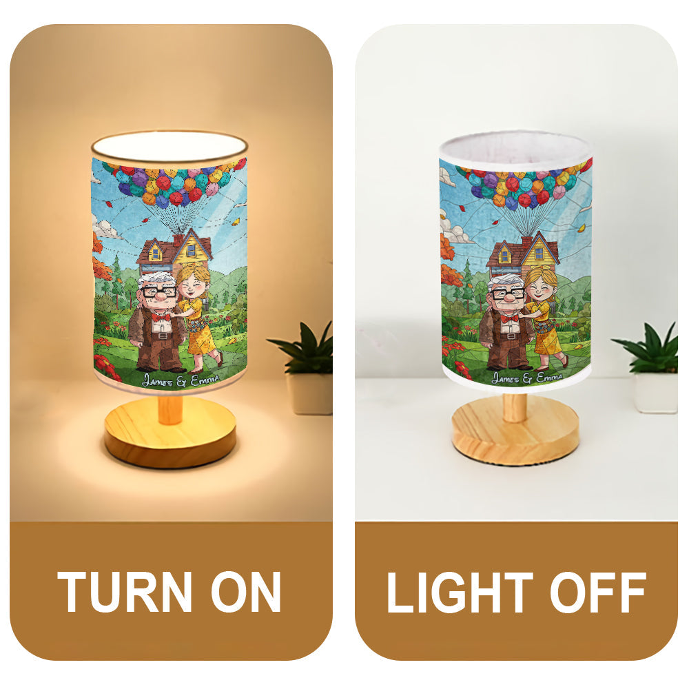 Personalized Mouse Table Lamp with Wood Base for Couples Gift