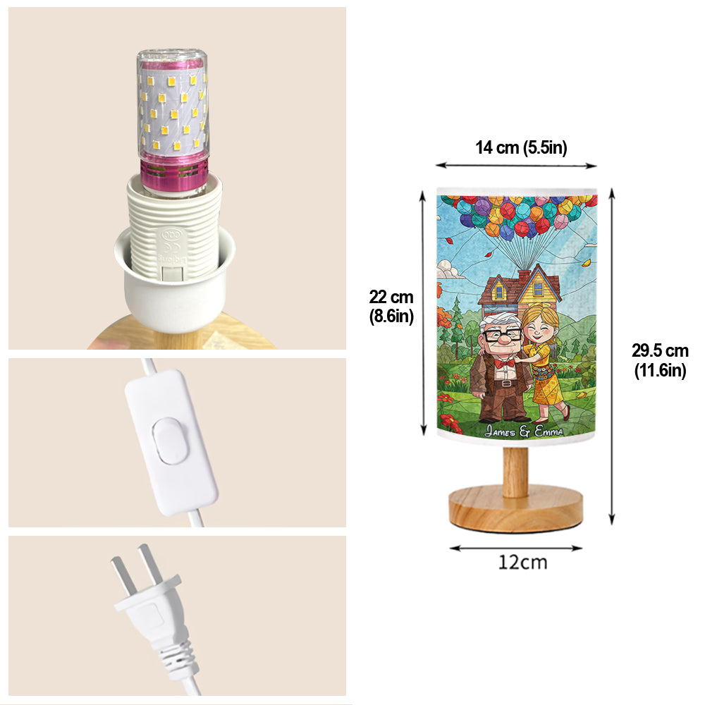 Personalized Mouse Table Lamp with Wood Base for Couples Gift