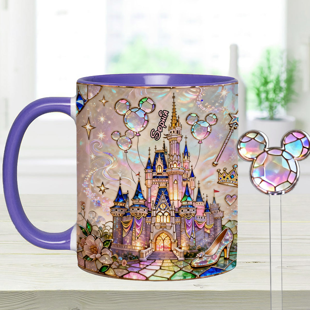 Personalized Magical Castle Mouse Set Accent Mug & Stirrer Gift