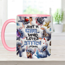 Load image into Gallery viewer, Personalized Accent Mug with Fun Stitch Design for Girls
