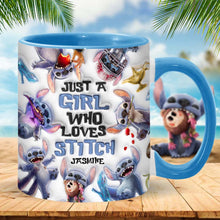 Load image into Gallery viewer, Personalized Accent Mug with Fun Stitch Design for Girls
