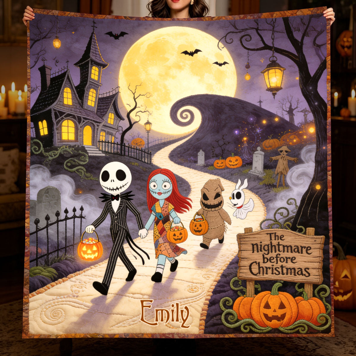 Personalized Spooky Characters Blanket Gift for Movie Fans