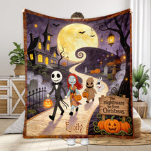 Load image into Gallery viewer, Personalized Spooky Characters Blanket Gift for Movie Fans
