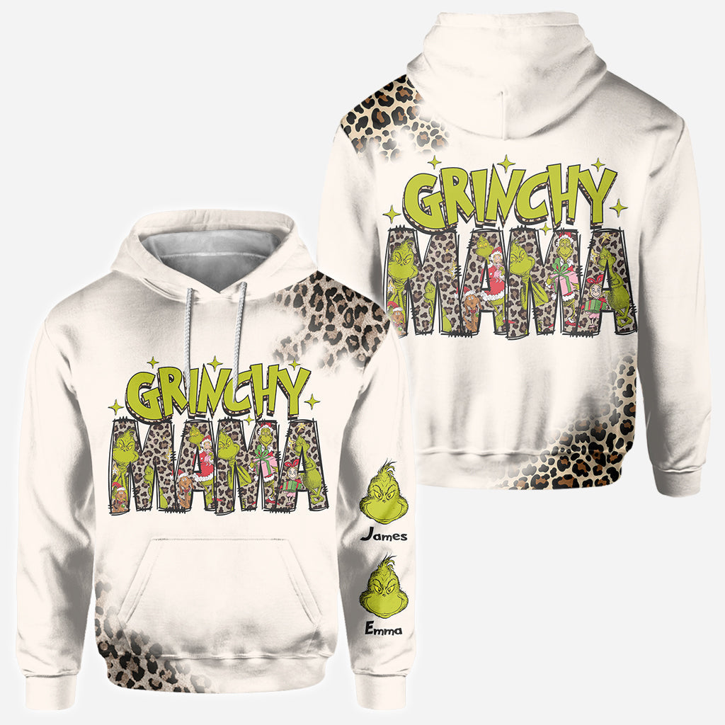 Personalized Grinchy Mama Christmas All Over Shirt for Women