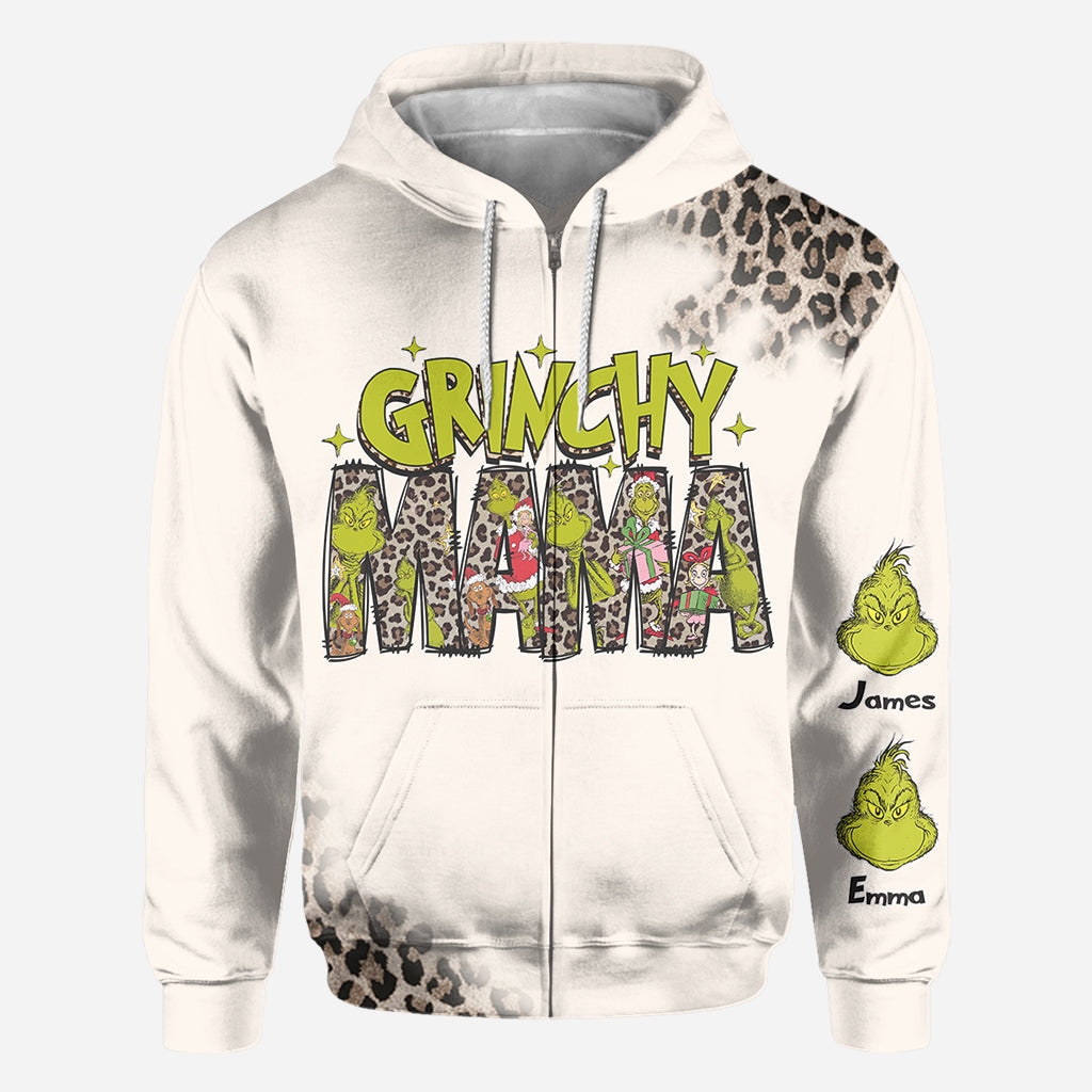 Personalized Grinchy Mama Christmas All Over Shirt for Women