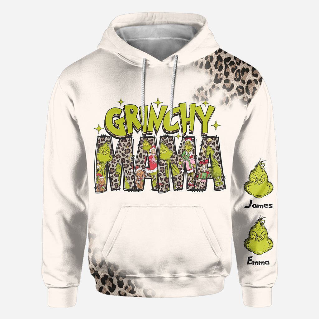 Personalized Grinchy Mama Christmas All Over Shirt for Women