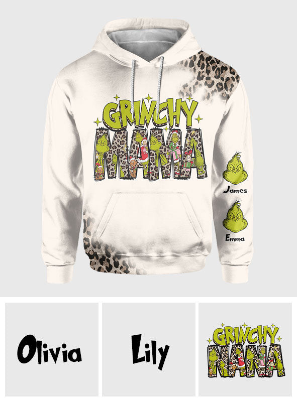 Personalized Grinchy Mama Christmas All Over Shirt for Women