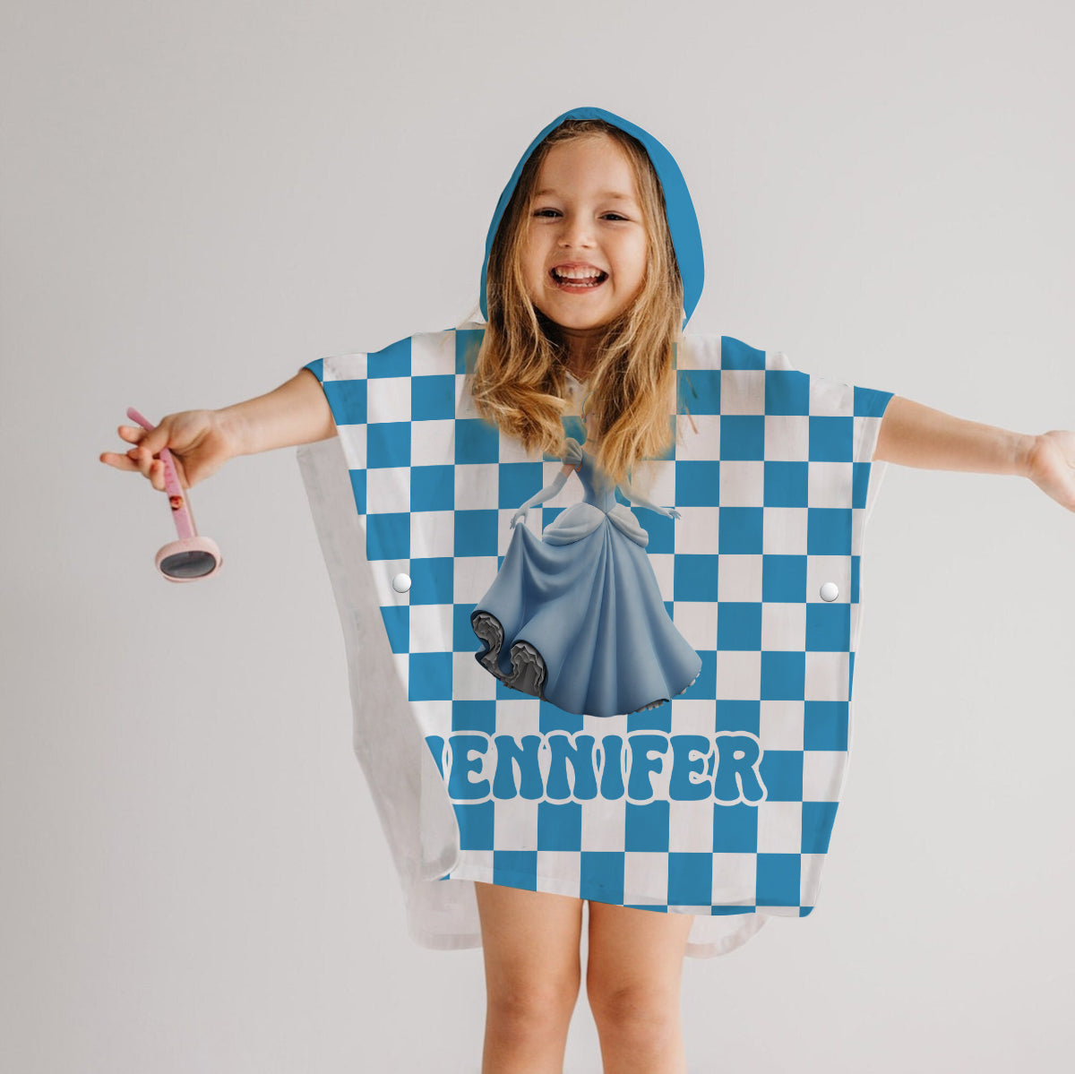 Personalized Kids Hooded Towel Poncho with Name Custom Design