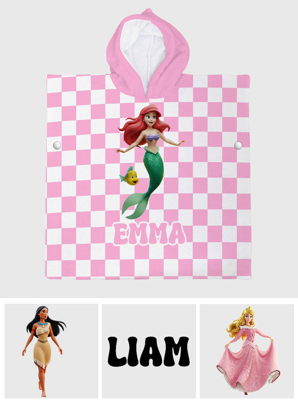 Personalized Kids Hooded Towel Poncho with Name Custom Design