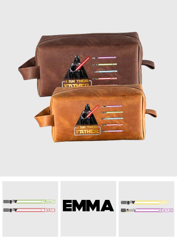 Personalized Leather Toiletry Bag Custom Name Gift for Dad