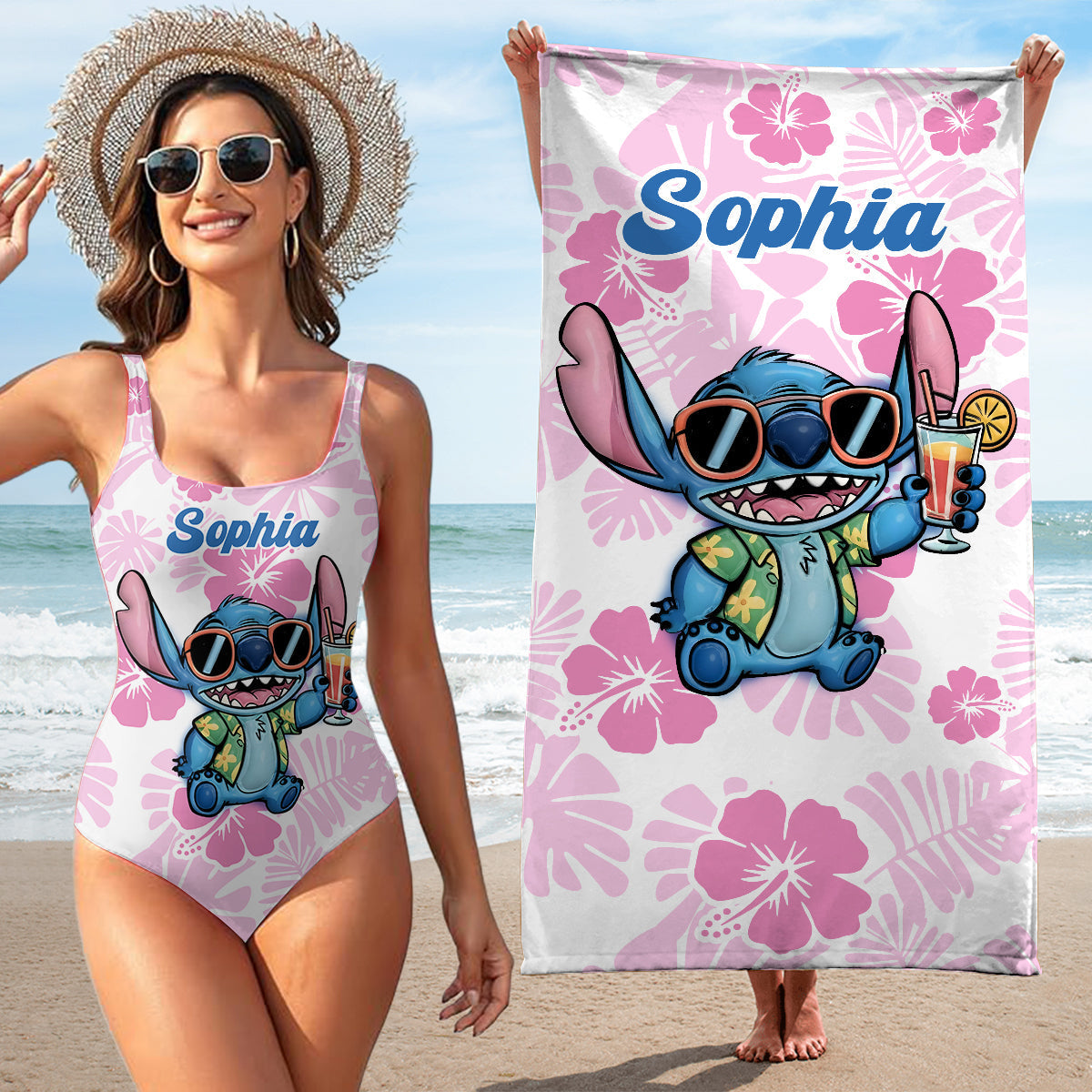 Personalized Women's Ohana Swimsuit & Quick-Dry Beach Towel Set