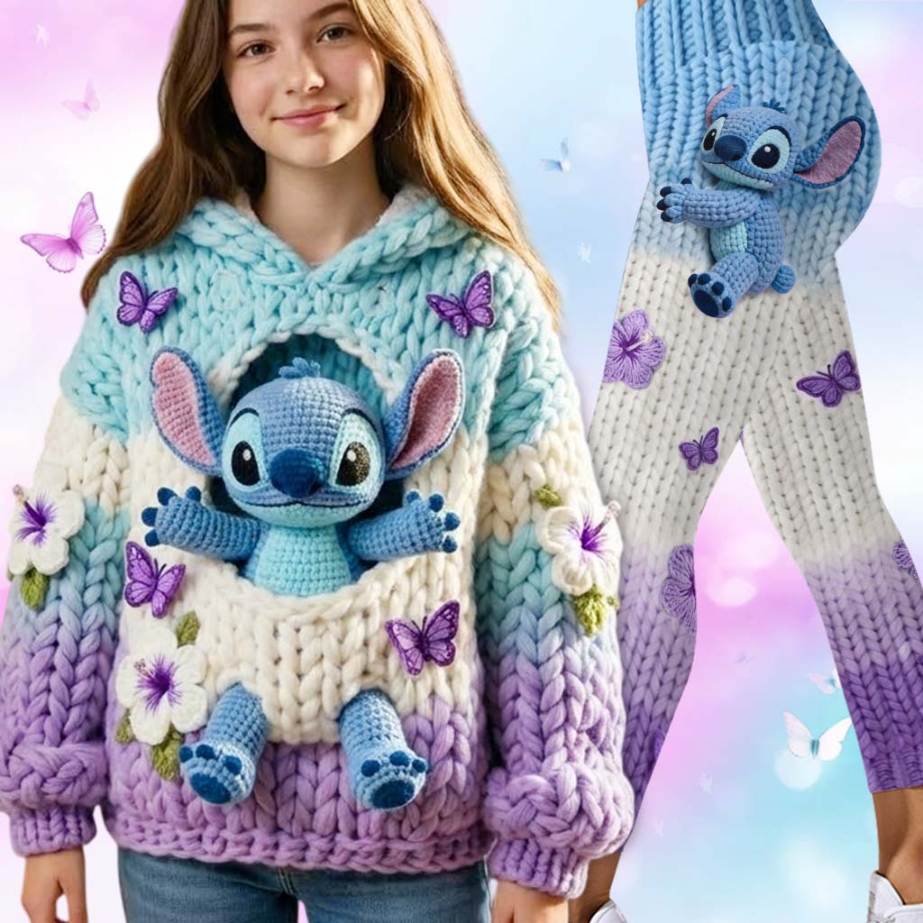 Personalized Blue Ohana Hoodie & Leggings Set for Kids