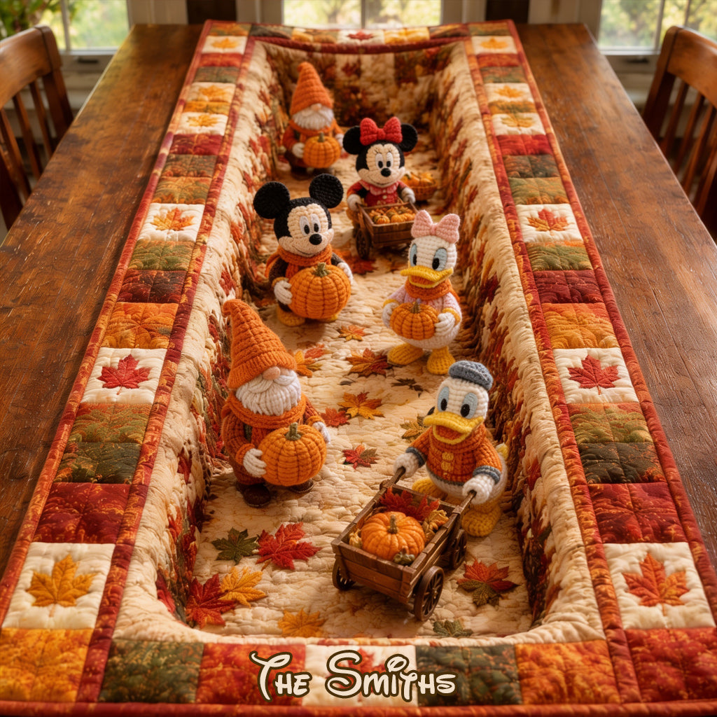 Custom Name Autumn Vibes Quilt Table Runner for Family Gift