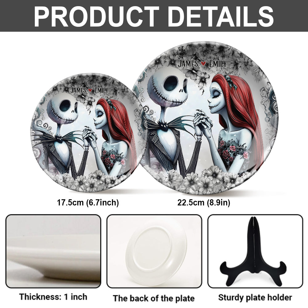 Personalized Ceramic Round Plate with Stand for Couples Gift