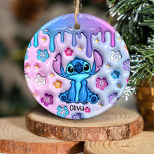Load image into Gallery viewer, Personalized Ohana Ceramic Circle Ornament for Family Gift

