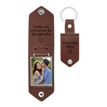 Load image into Gallery viewer, Personalized Photo Keychain I Love You Daddy Leather Gift
