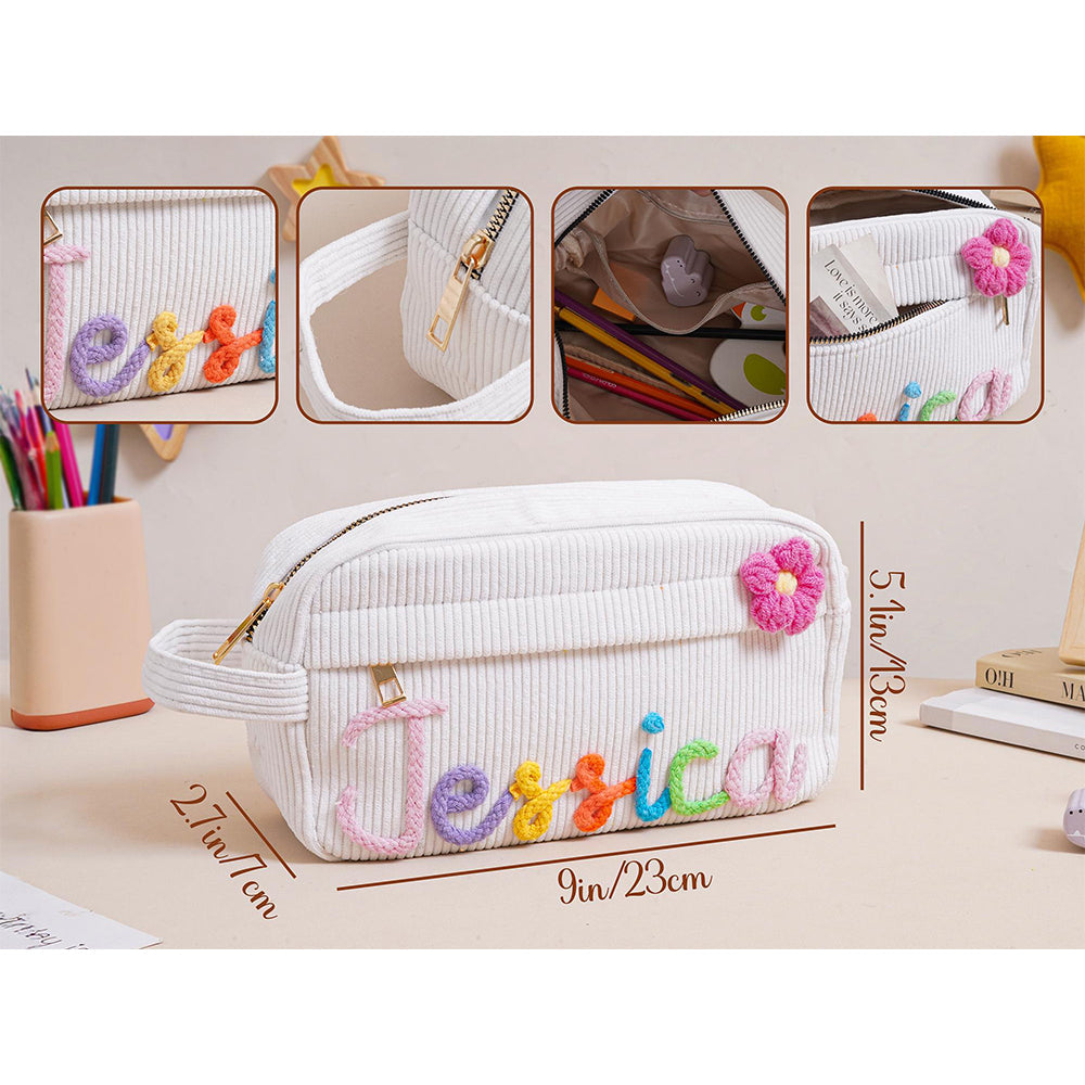 Personalized Corduroy Pencil Case Custom Name Gift for Kids