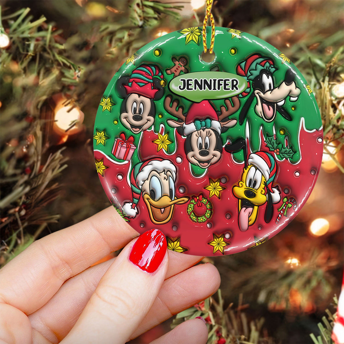 Personalized Ceramic Circle Ornament Christmas Gift for Kids
