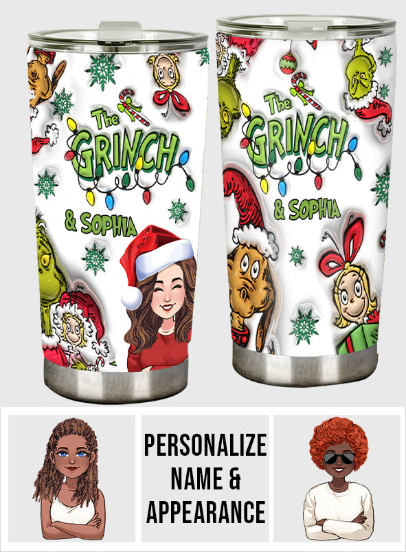 Personalized Grinch Christmas Tumbler 20oz Custom Name Gift