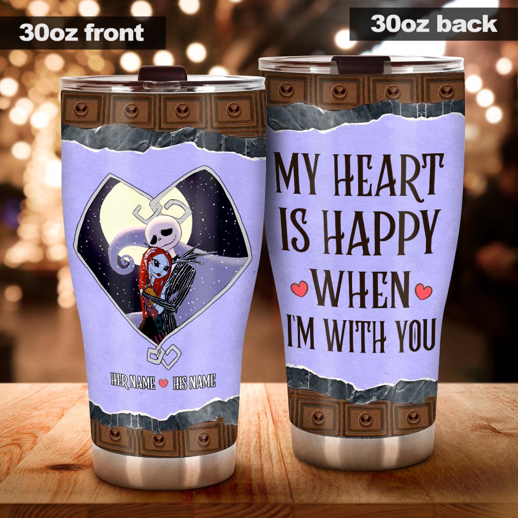 Personalized Couple Tumbler My Heart Is Happy Gift