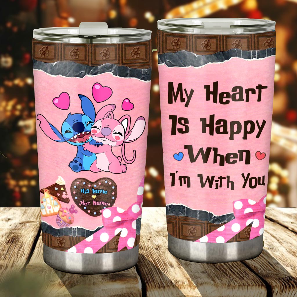 Personalized Couple Tumbler My Heart Is Happy Gift for Partner