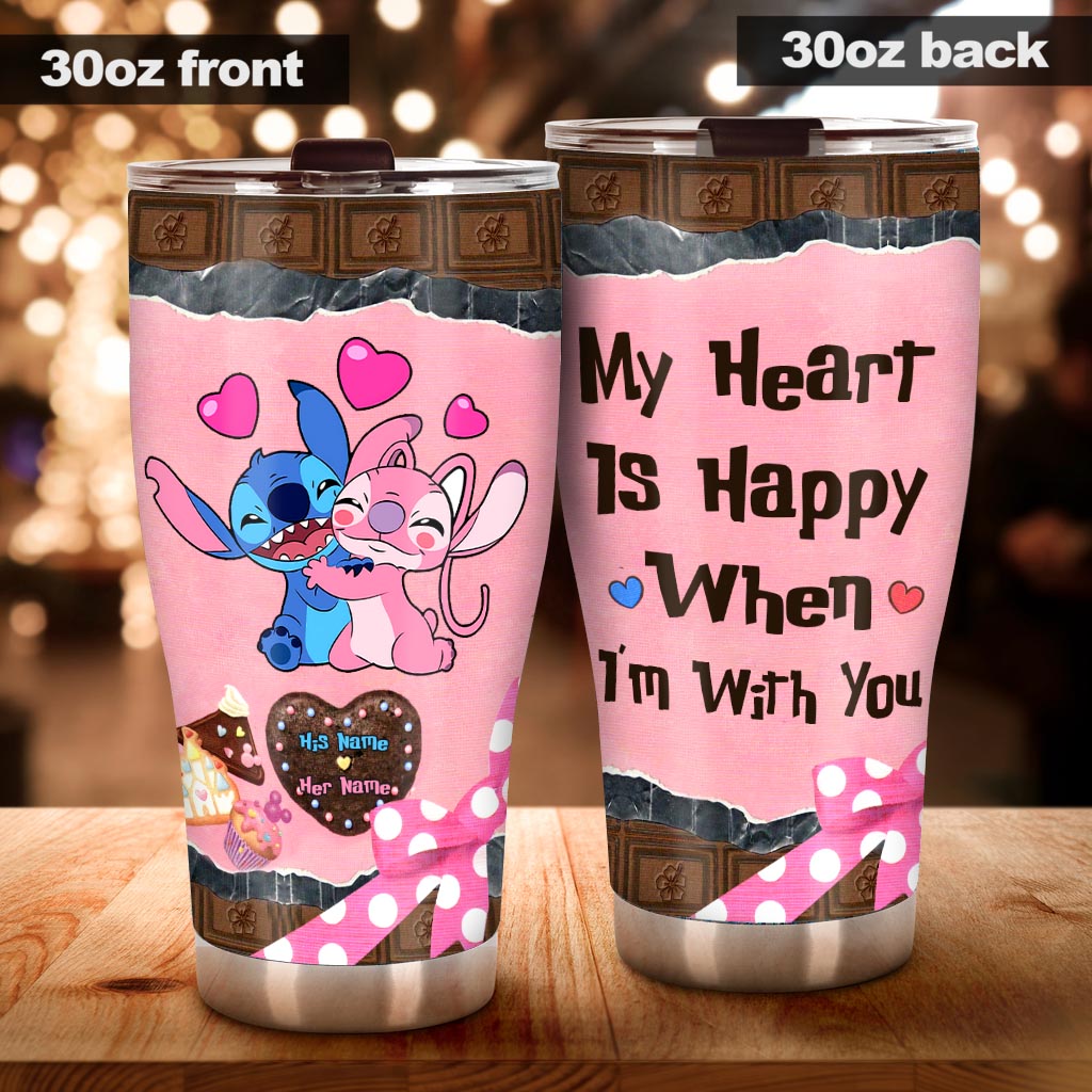 Personalized Couple Tumbler My Heart Is Happy Gift for Partner