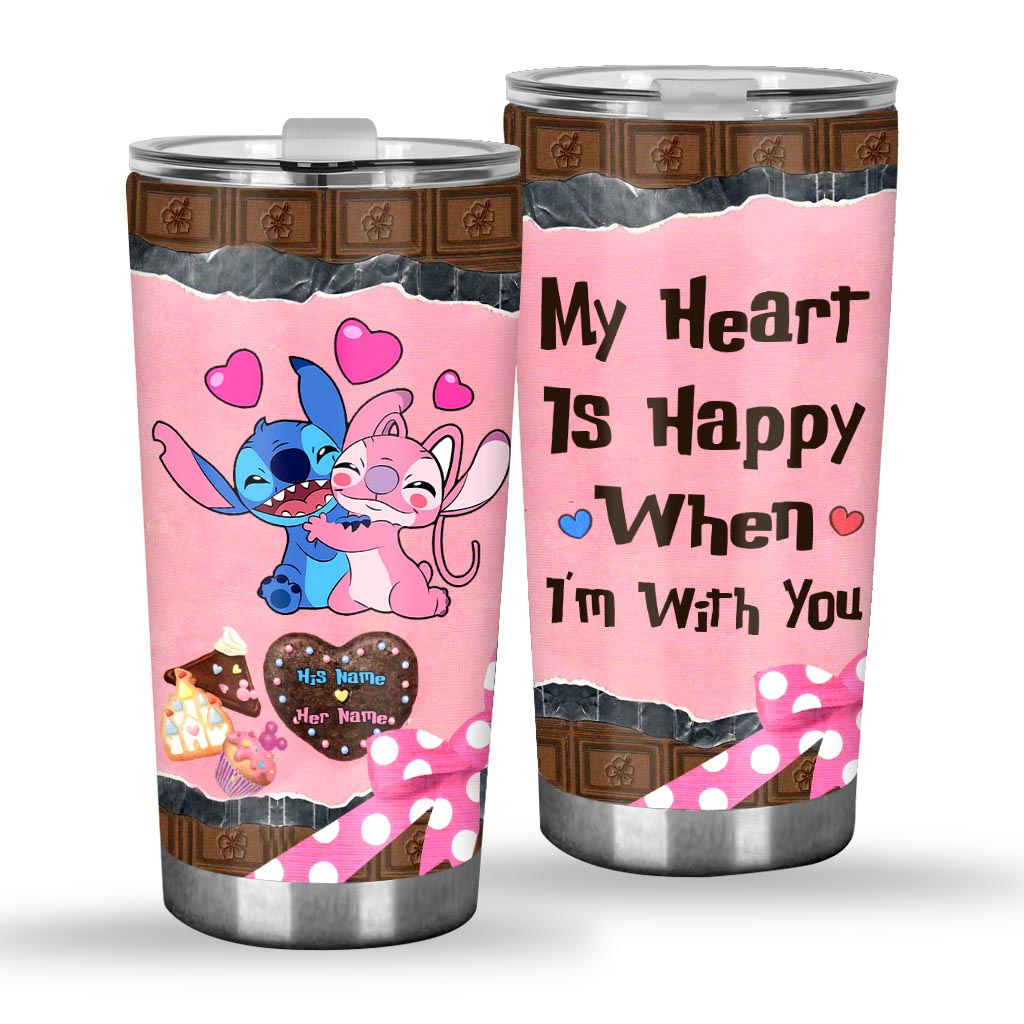 Personalized Couple Tumbler My Heart Is Happy Gift for Partner