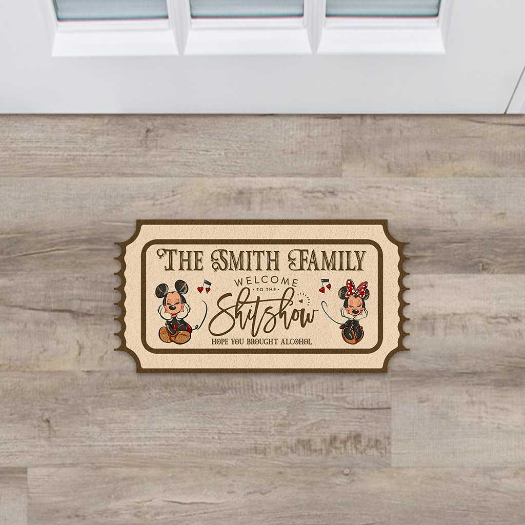 Personalized Mouse Shaped Doormat Custom Family Name Fun Gift