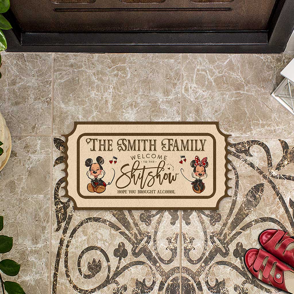 Personalized Mouse Shaped Doormat Custom Family Name Fun Gift
