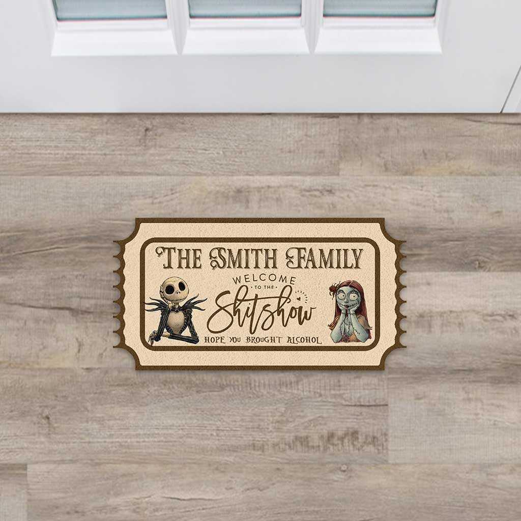 Personalized Nightmare Shaped Doormat Welcome to the Show Gift for Home