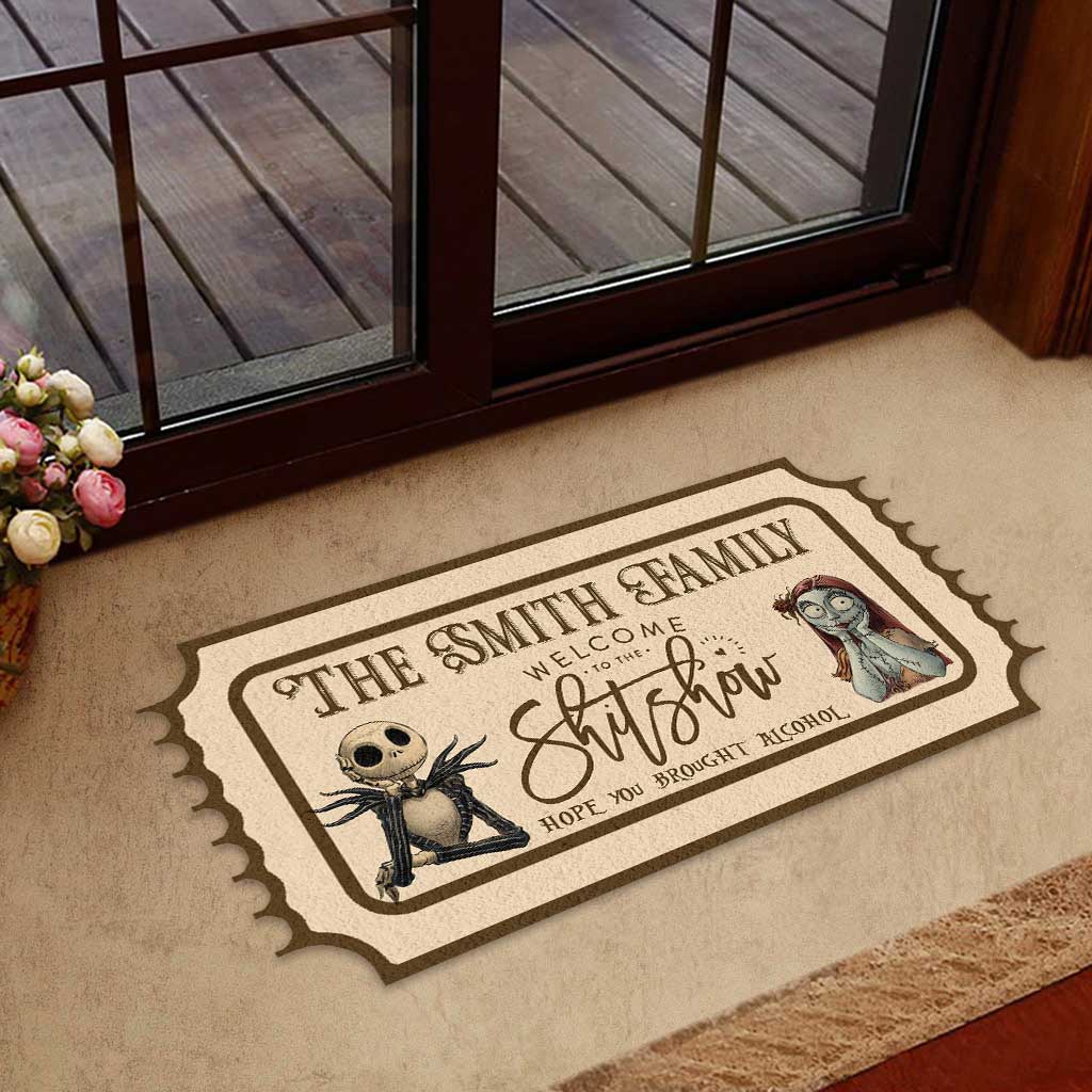 Personalized Nightmare Shaped Doormat Welcome to the Show Gift for Home