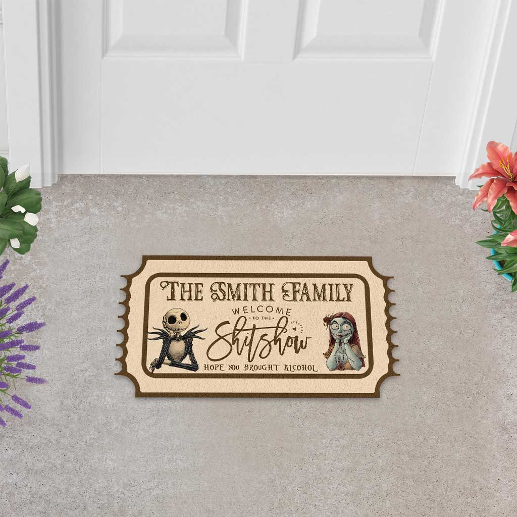 Personalized Nightmare Shaped Doormat Welcome to the Show Gift for Home