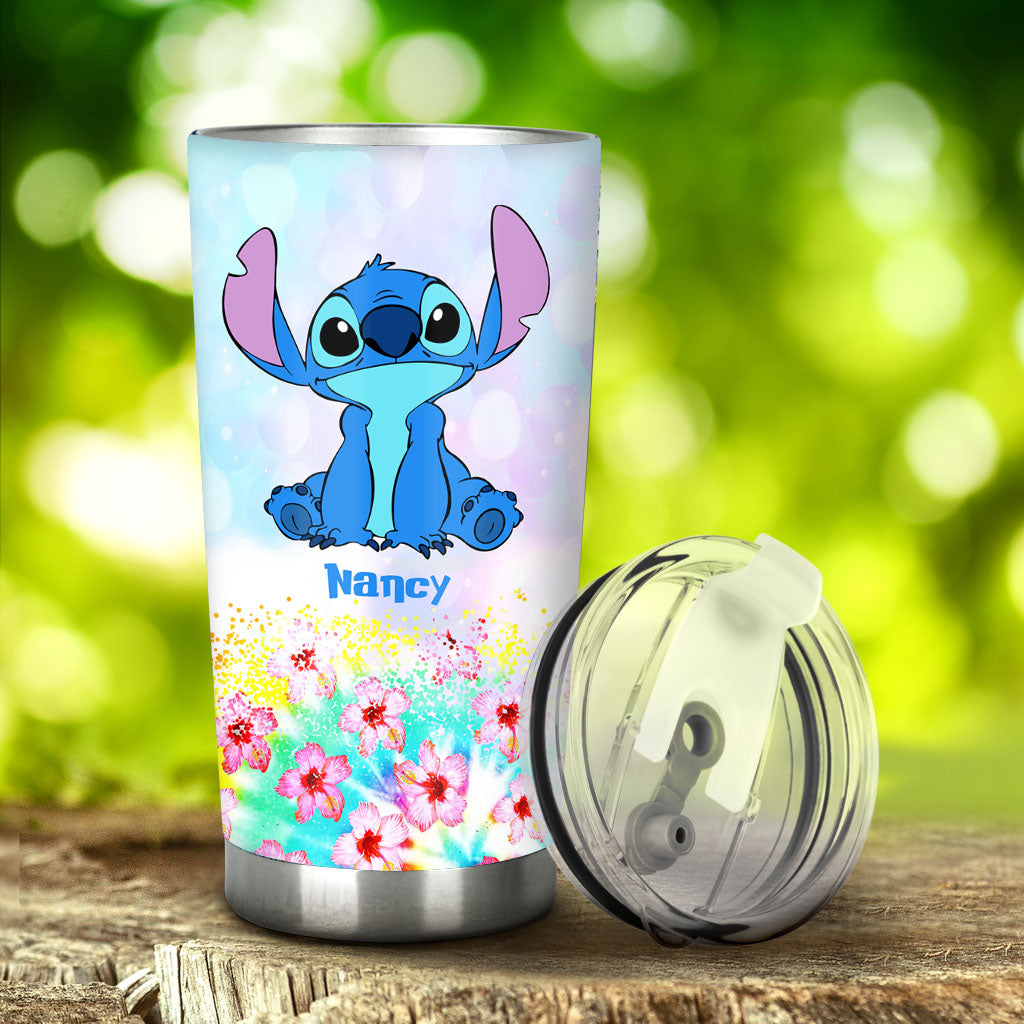 Personalized Just A Girl Tumbler with Stitch Design for Her