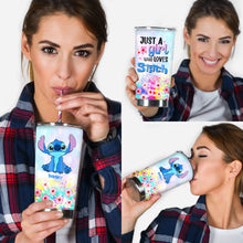 Load image into Gallery viewer, Personalized Just A Girl Tumbler with Stitch Design for Her
