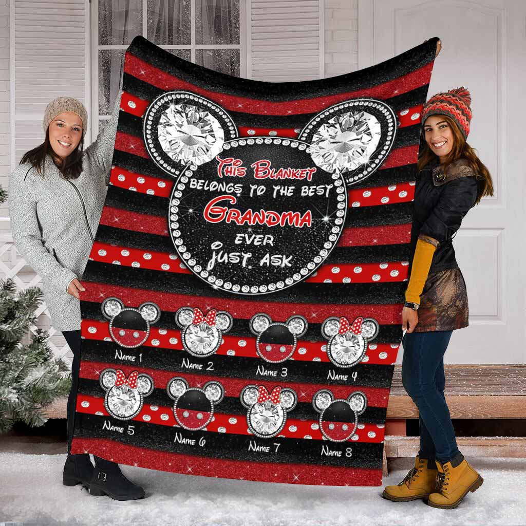 Personalized Grandma Blanket 3D Mouse Ears Custom Name Gift