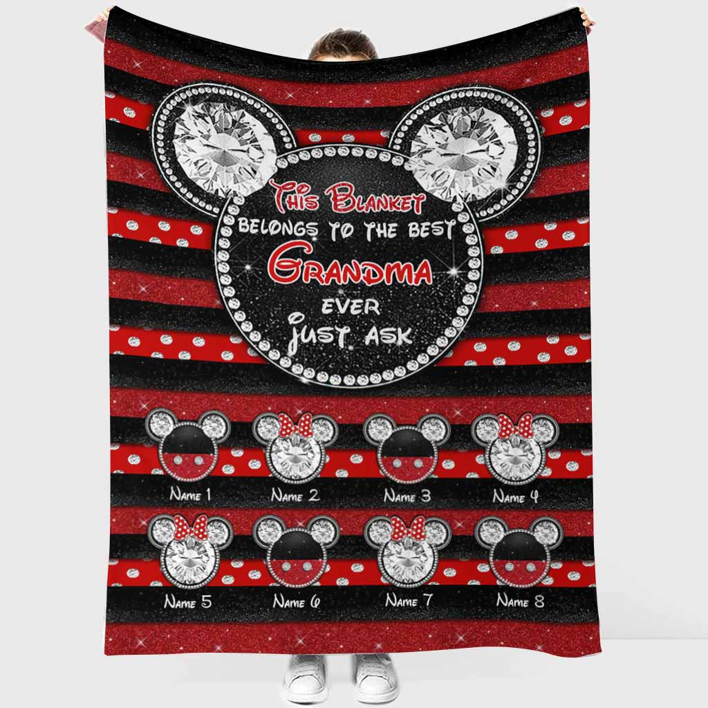 Personalized Grandma Blanket 3D Mouse Ears Custom Name Gift