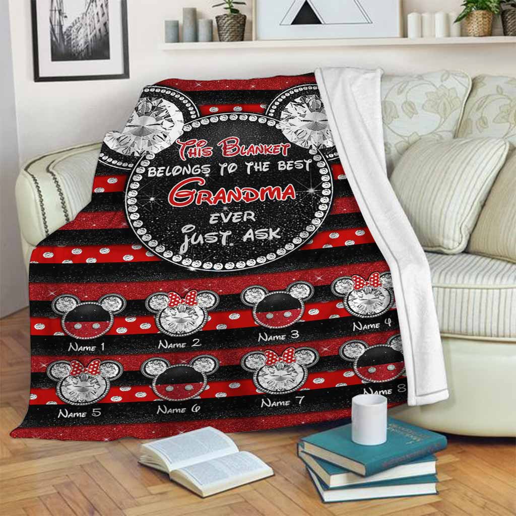 Personalized Grandma Blanket 3D Mouse Ears Custom Name Gift