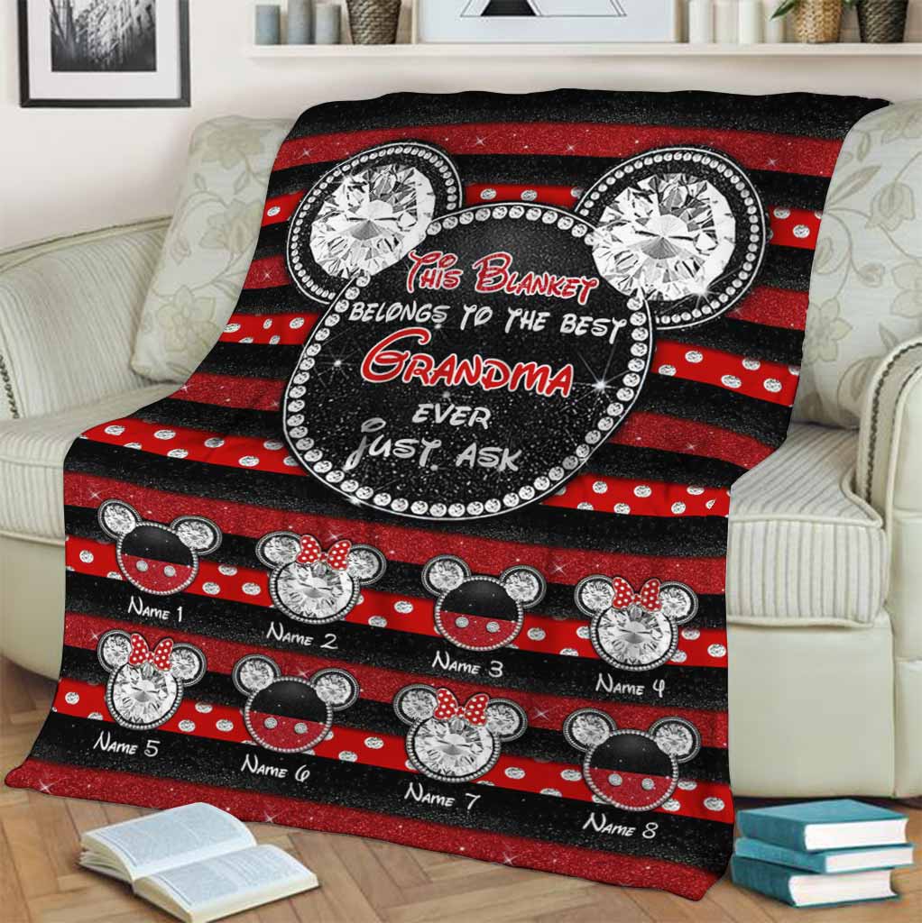 Personalized Grandma Blanket 3D Mouse Ears Custom Name Gift