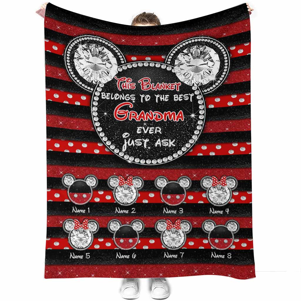 Personalized Grandma Blanket 3D Mouse Ears Custom Name Gift