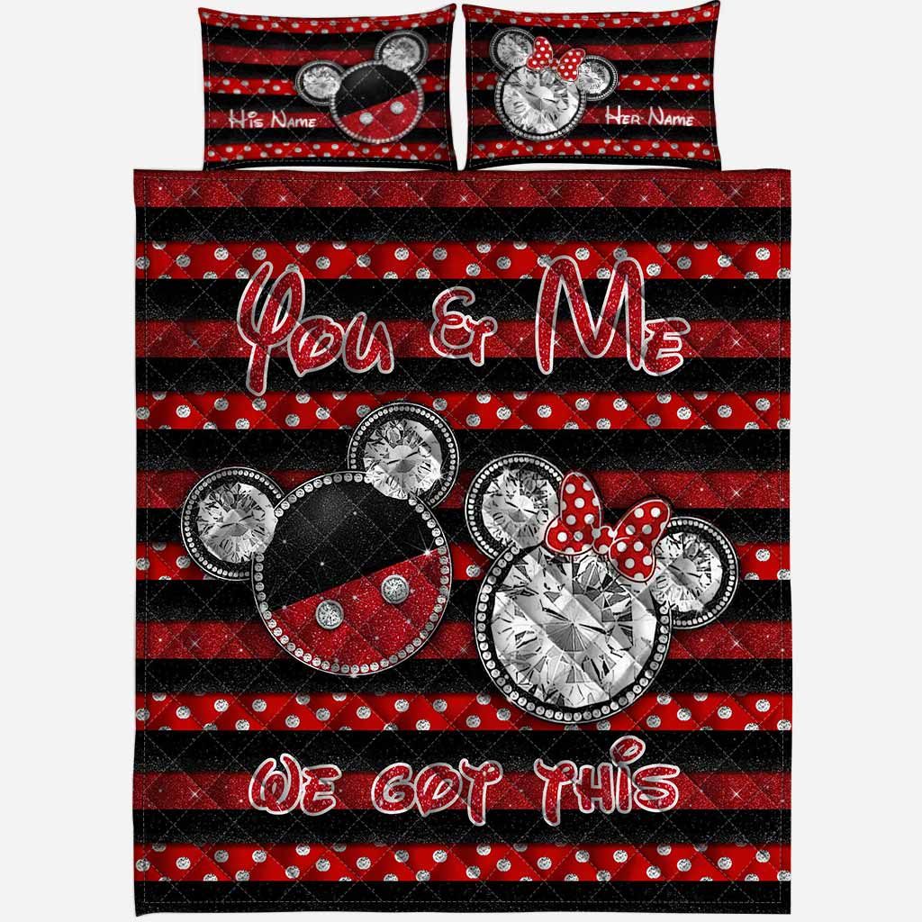 Personalized Couple Mouse Quilt Set with 3D Print for Anniversary or Valentine's Day