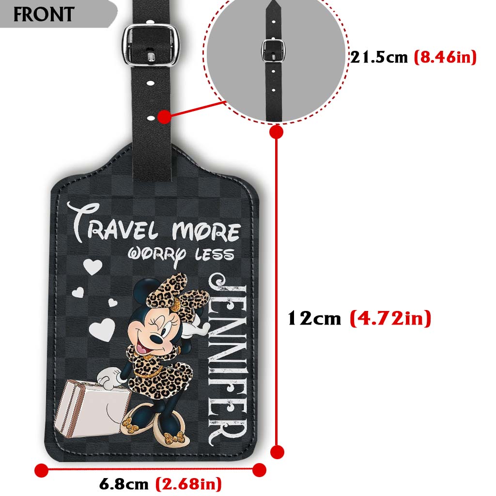 Personalized Leather Luggage Tag Travel More Worry Less Gift for Mom