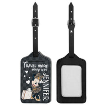 Load image into Gallery viewer, Personalized Leather Luggage Tag Travel More Worry Less Gift for Mom

