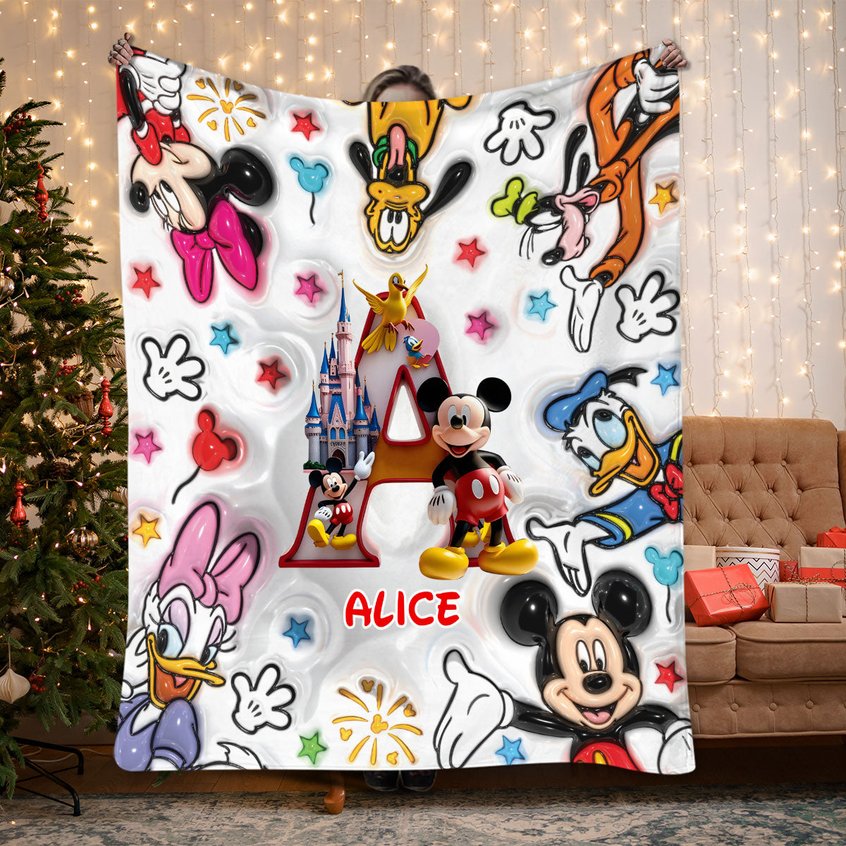 Personalized Disney Mouse Blanket Custom Name Gift for Kids
