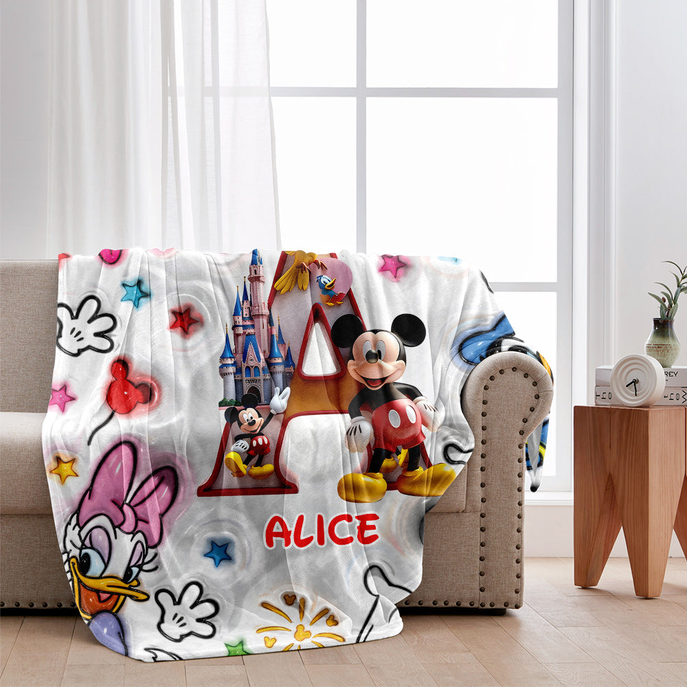 Personalized Disney Mouse Blanket Custom Name Gift for Kids