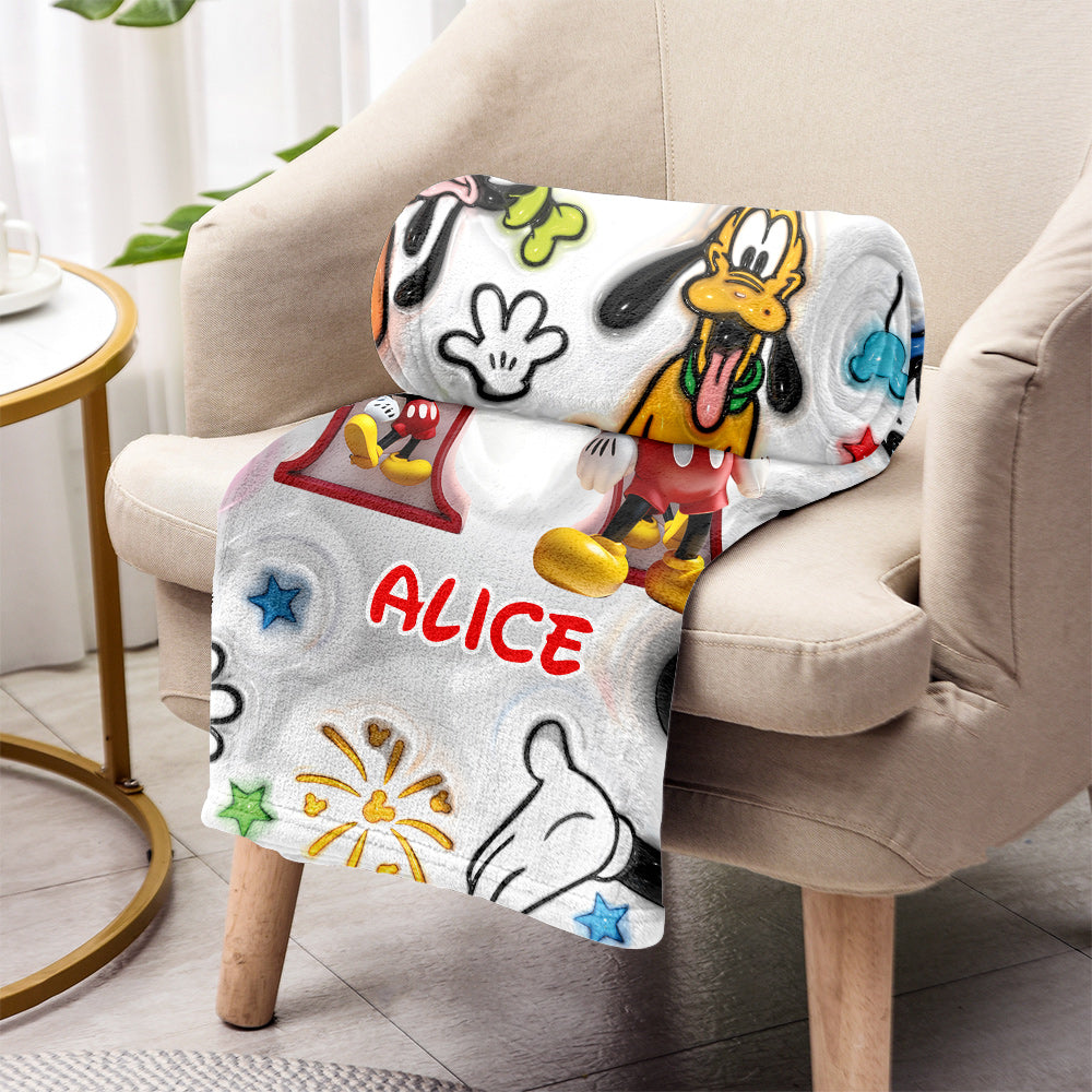 Personalized Disney Mouse Blanket Custom Name Gift for Kids