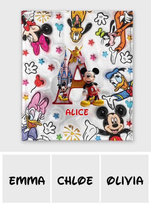 Personalized Disney Mouse Blanket Custom Name Gift for Kids